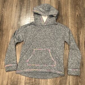 Girls Mudd Hoodie Size 12 Heather Gray Hoodie with Pink and Yellow Trim